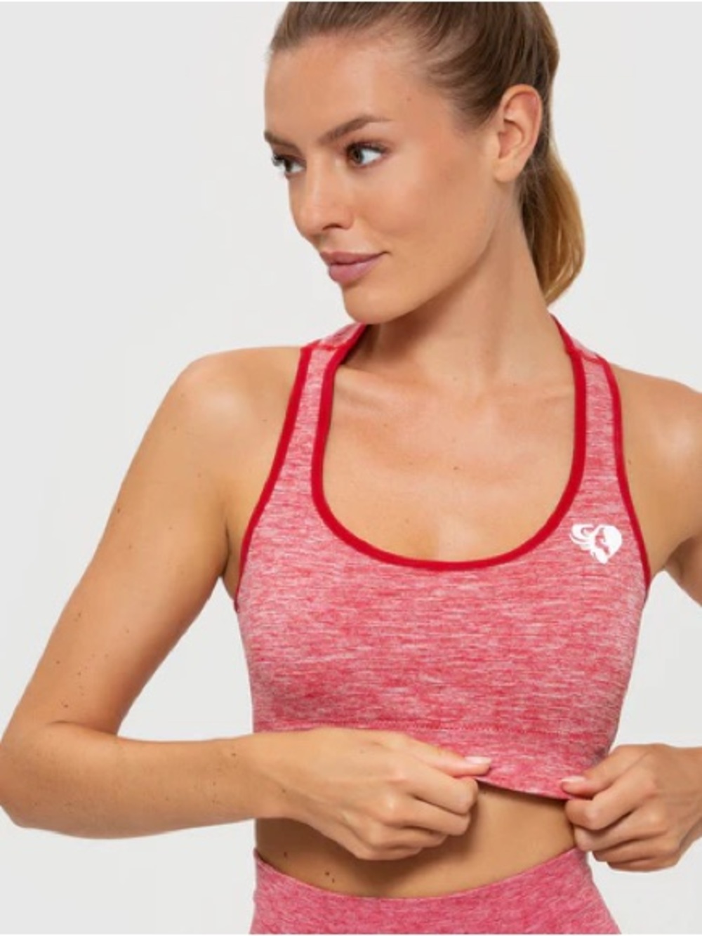 Women’s Best Move Seamless Cut Out Sports Bra Red Marl Medium